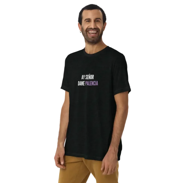 AY SEÑOR DAME PALENCIA CAMISETA UNISEX NEGRA CHICO FONDO TRANSPARENTE