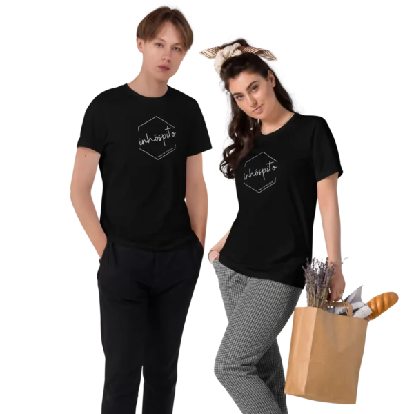 INHÓSPITO CAMISETAS NEGRAS UNISEX PAREJA FONDO TRANSPARENTE